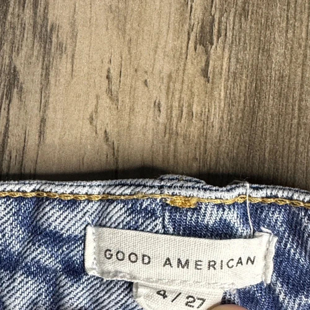 Good American Light Blue Distressed Jean Shorts